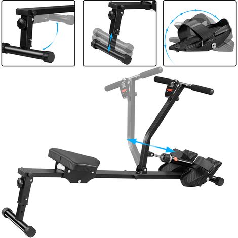Vogatore Pieghevole per Casa con 12 Livelli Resistenza Display LCD Portata 120kg