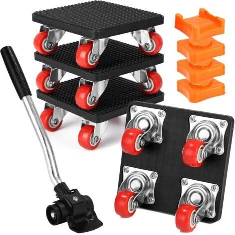 Kit di sollevamento per mobili - sollevatore per mobili per carichi pesanti da 500 kg - carrello girevole a 360°, per spostare frigoriferi, divani e lavatrici (1/4)
