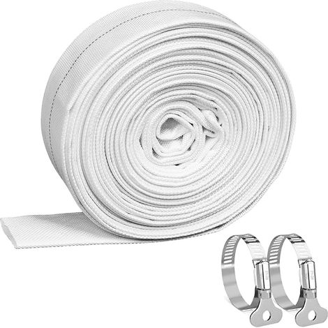 Gewebeschlauch Ø 32 mm 20m, Flachschlauch Set mit 2 Clips, Robuster Industrieschlauch bis 10 Bar Belastbar 1 1/4 Zoll Feuerwehrschlauch für Gartenbewässerung Schwimmbecken Landwirtschaft
