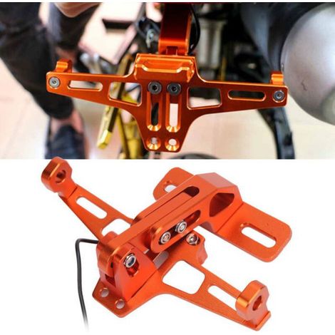 Support Plaque Immatriculation Moto - Aluminium - Avec Lampe Orange - Compatible Kawasaki Ninja 1000 KX - 1 Pièce (1/5)