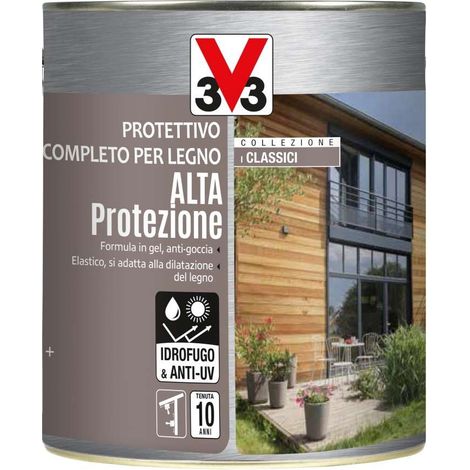 V33 Protettivo Completo Legno Alta Protezione Esterno Interno Persiane Finestre - Colore: Bianco - Formato: 0,75 Lt