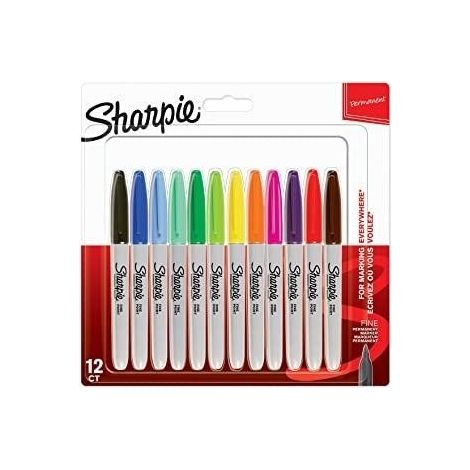 Sharpie marcador permanente fine 0,9mm surtidos punta redonda blister -12u-