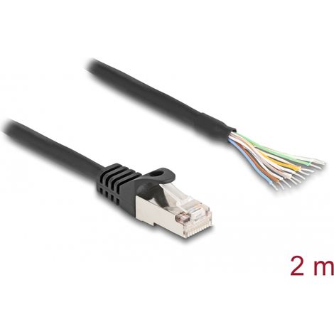 Delock Cable RJ50 macho a extremos abiertos S/FTP 2 m negro