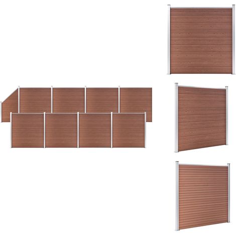 Zaunfelder - Living WPC Zaun-Set 8 Quadrate + 1 Schräge 1484x186 cm Braun (1/5)