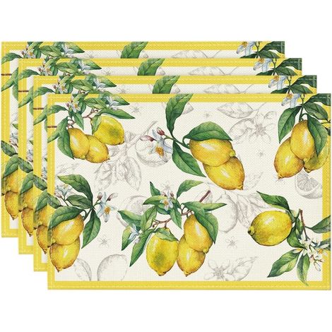 Ensemble de 4 sets de table JeiibrZui Summer Citrus - 30 x 45 cm - Nappe lavable - Idéal pour décorer la cuisine et les fêtes (1/5)
