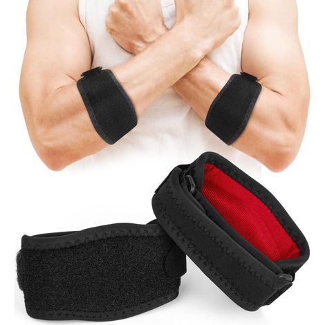 Supporto per tendinite al gomito, tutore per gomito in due pezzi con cuscinetto compressivo, supporto per gomito per tennisti e golfisti, per la protezione del nervo ulnare, sollievo dal dolore al gom
