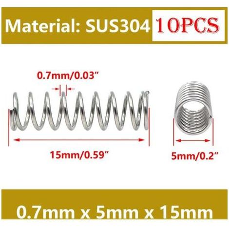 10 ressorts de compression en acier inoxydable (0,7 × 5 × 15 mm) – Ressorts métalliques pour bricolage, réparation artisanale et projets DIY (1/5)