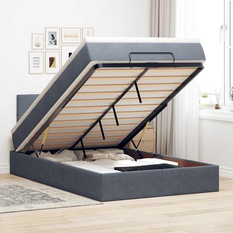 Ottoman-Bett mit Matratze & LEDs Dunkelgrau 120x200 cm Samt (1/5)