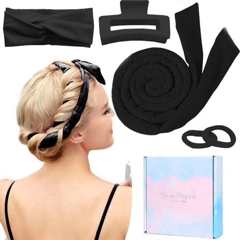 BelleRise - Bandeau pour bigoudis sans chaleur, kit de 2 bigoudis souples pour boucler les cheveux pendant la nuit, sans chaleur.