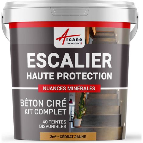Béton ciré escalier, kit complet - 2 m² (en 2 couches) Cédrat Jaune - ARCANE INDUSTRIES (1/5)