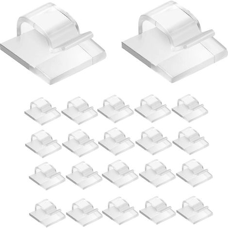 Lot de 100 clips adhésifs transparents pour guirlandes lumineuses extérieures, mini-crochets de câble et attaches pour fils. (1/5)