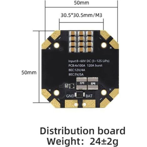 Carte De Distribution D Alimentation - 8 Canaux - 12S - 12 V 4 A Et 5 V 5 A - Pour Modeles Reduits D Avions - 1 Unite (1/5)