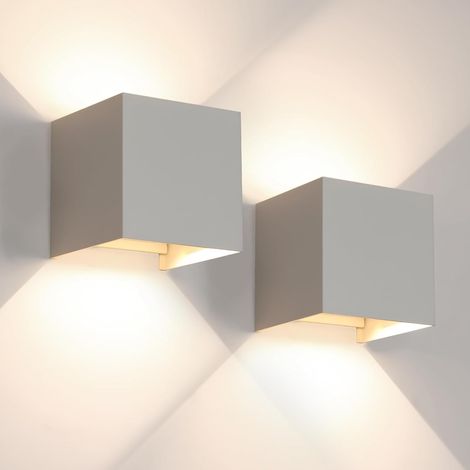 COMELY Lot de 2 Applique Murale LED Extérieure et Intérieure, Luminaire Moderne Up Down pour Chambre et Salon(Gris Sable,6W,Lumière Neutre 4000K) (1/5)