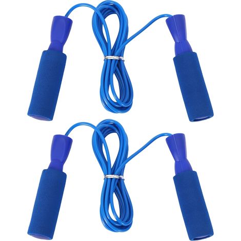 Lot de 2 cordes à sauter à vitesse réglable, outil d'entraînement physique pour adultes et étudiants (bleu) (1/5)