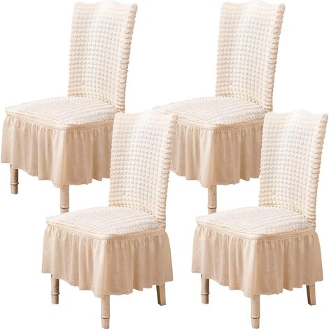Housses de chaises de restaurant, housses de chaises de cuisine amovibles et lavables, adaptées à la maison, aux fêtes, aux mariages (4 pièces) (1/4)
