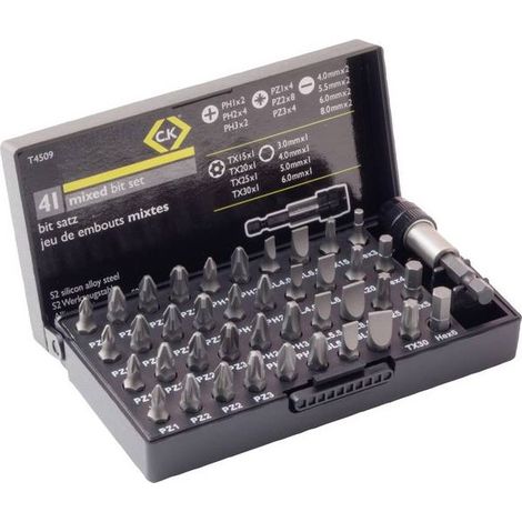 C.K T4509 Kit inserti 41 parti Croce Phillips, Croce Pozidriv, Esalobo Interno (TX), Brugola interna
