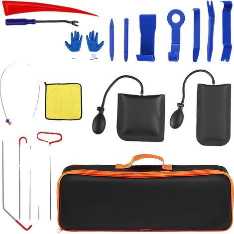 Kit de herramientas para abrir coches, fabricado en acero inoxidable, herramienta con alcance de 76 cm (30 pulgadas), cuña neumática de 7,6 x 12,7 cm (3 x 5 pulgadas), juego de 8 piezas, ligero (1,1 k (1/5)