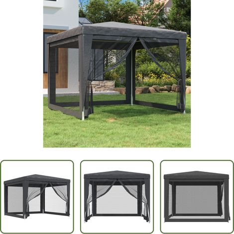 vidaXL Partyzelt 3x3 m - Partyzelt mit 4 Mesh-Seitenwänden Anthrazit 3x3 m HDPE (1/5)