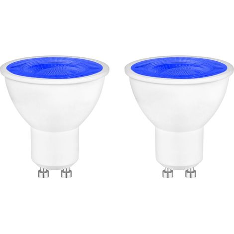 Lot de 2 Bleu Ampoules LED GU10 5W Spot, MR16 Couleur Lampe de Projecteur, Équivalent 50W Halogène, 500LM, Angle de Faisceau 120°, Non Dimmable, Éclairage Décoratif pour Paysage, Scènes, Bars, Fête