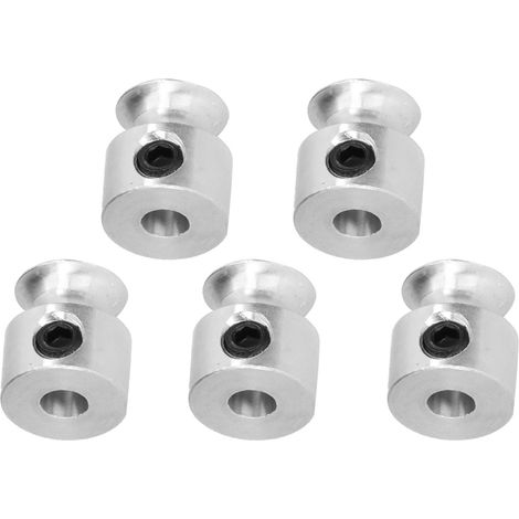 Lot de 5 poulies rondes fixes à vis, rainure en V durable, alésage 8mm pour courroie ronde, transmission mécanique (540100050008) (1/5)