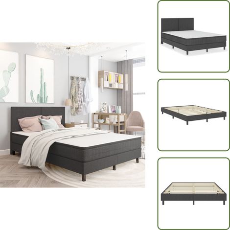 The Living Store Estructura de cama Box Spring tela gris 160x200 cm - Estructura de cama
