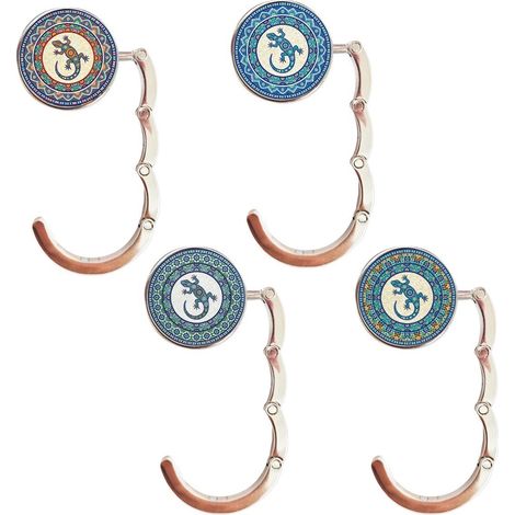 Colgador de bolso de metal plateado mosaico azul, set de 4 (1/5)