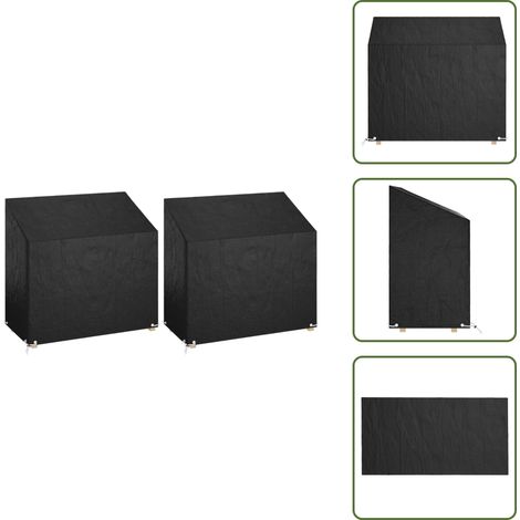 The Living Store Copri Panche Giardino 2pz 8Occhielli 130x70x70/88cm Polietilene - Copertura per panca da giardino