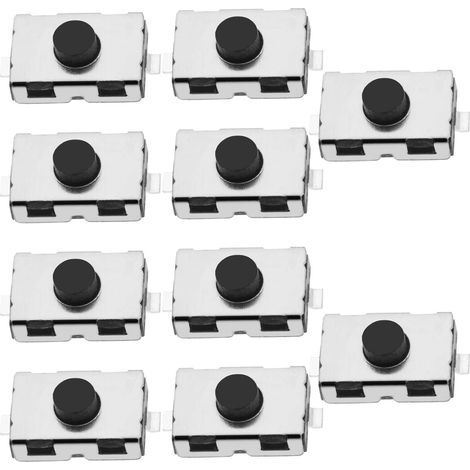 10 pulsadores táctiles con microinterruptor para llave remota de coche, 2 pines, montaje en superficie, accesorios de repuesto para interruptor automotriz, 4 x 6 x 2,5 mm. (1/5)
