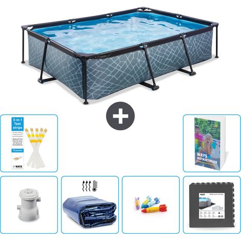 Exit Pool Rechteckig - Steinoptik - 300x200x65 cm - 7-teilig S177