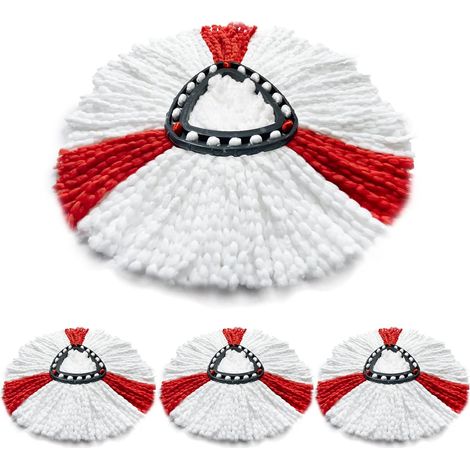 Compatible avec la tête de balai Vileda - Tête de balai en microfibre 2 en 1 pour balai Vileda Clean Turbo Spin Mop (lot de 4) (1/5)