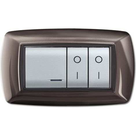 Placca placchetta per interruttore elettrico 4 Posti - Alluminio notte ECL2984AN (1/2)
