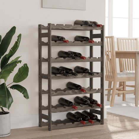 vidaXL Portabottiglie per 42 Bottiglie Grigio Legno Massello di
