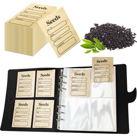 100Pcs Enveloppes stockage semences, enveloppes refermables et obturantes, boîtes stockage semences, enveloppes stockage semences jardin, classeur d'organisation, modèle collecte semences (1/5)