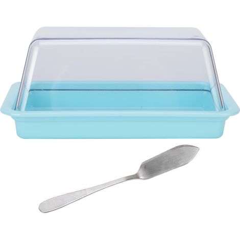 Boîte de rangement rectangulaire pour beurre avec couvercle - Organisation de cuisine portable, Bleu (1/5)