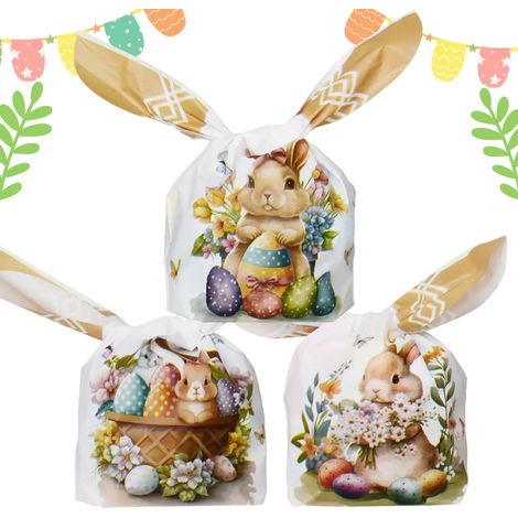 50 sachets cadeaux de Pâques pour enfants, poussins, sacs surprises de Pâques, sachets de bonbons, pochettes de fête, joyeuses Pâques, sacs lapin pour fête enfantine (1/5)