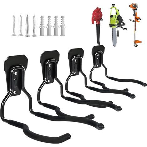Crochets Muraux De Garage,Crochets Coupe-Bordures,Lourd Support Mural pour Tondeuse à Gazon pour Outils De Jardin, Balais, Pelles, Râteaux（4packs） (1/5)