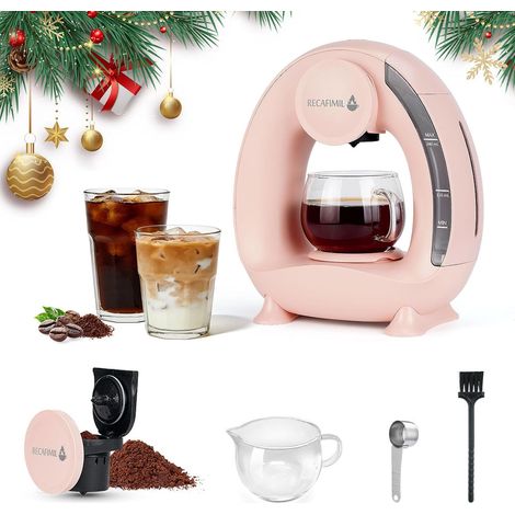 1 Machine à café, Réservoir 240 ml, Infusion rapide, Café moulu, Usage domestique
