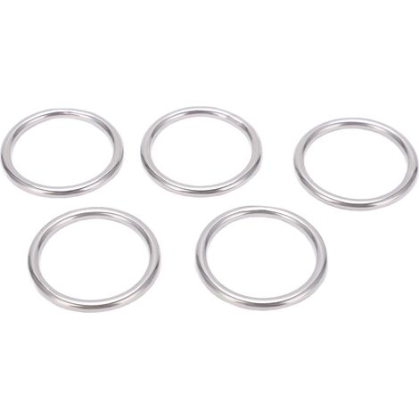 Lot de 5 joints toriques ronds en acier inoxydable 304, sans soudure, polyvalents, pour équipements nautiques et anneaux de yoga.