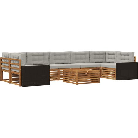 vidaXL Ensemble de canapés d'extérieur 8 pc Naturel et gris clair