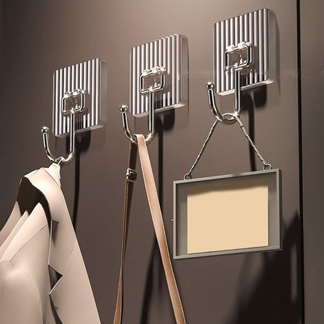 Bohrfreie Haken, extrem starke Wandkleber, keine Spuren, universell einsetzbar für Küchen, Badezimmer und Toiletten, transparent, kristallklare Farbe. (1/5)
