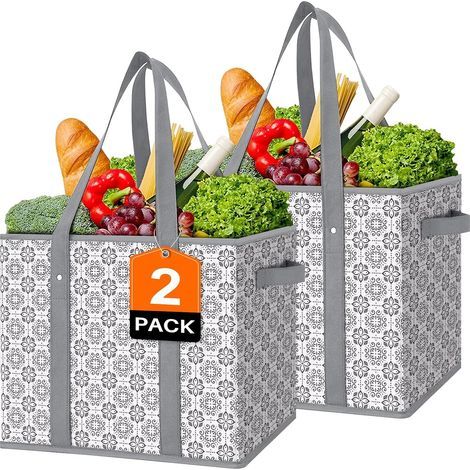 sacs de courses réutilisables - Grands - Imperméables - Pliables - Pour les courses - Pique-nique - Vêtements (1/5)