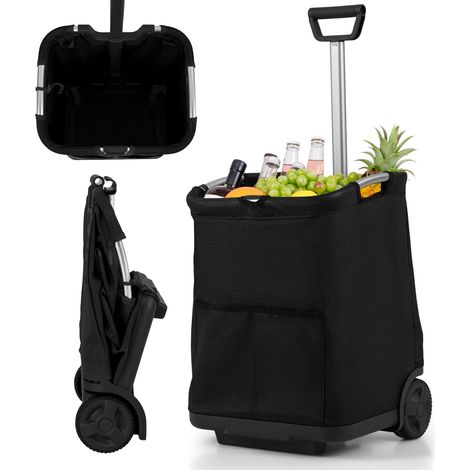 COSTWAY 50L Folding Shopping Cart with 3 Pockets and Retractable Handlebar (1/5)