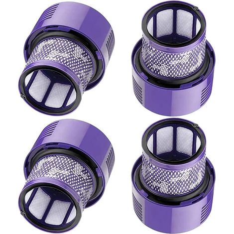 Filtres de rechange pour les séries Dyson V10 Cyclone, V10 Absolute, V10 Animal, V10 Total Clean, V10 Motorhead et SV12, paquet de 4, lavables et réutilisables.