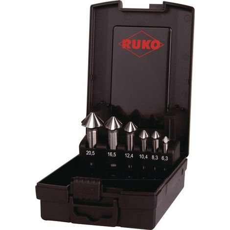 RUKO ULTIMATECUT 102890RO Jeu de fraises coniques 6.30 mm, 8.30 mm, 10.40 mm, 12.40 mm, 16.50 mm, 20.50 mm HSS tige cyl (1/2)