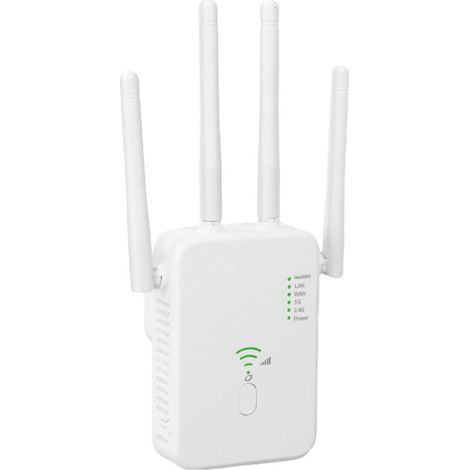 Répéteur WiFi, Amplificateur WiFi 1200Mbps, Repeteur WiFi Puissant sans Fil Double Bande 5GHz & 2.4GHz avec WPS WiFi Extender, Compatible avec Toutes Les Box Internet Ethernet Port (Blanc) (1/5)