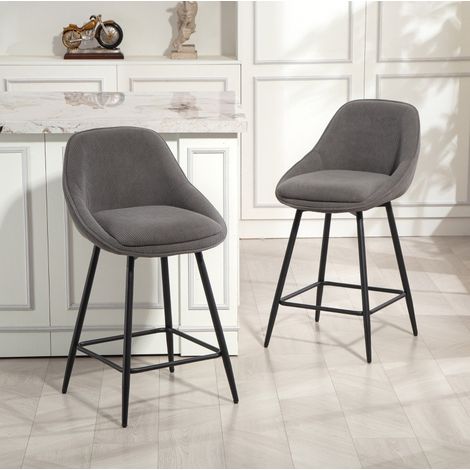 MEUBLIV Set di 2 sgabelli da bar grigi girevoli a 360° con poggiapiedi, 65 cm (1/5)