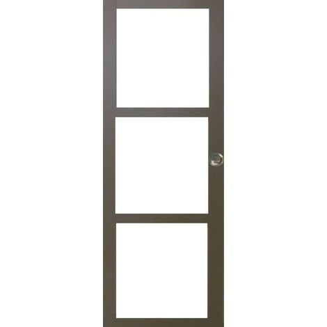 Porta scorrevole grigia beige con vetro trasparente H204 x L73 cm, Coquilles Gd Menuiseries