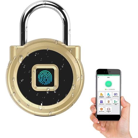 Cadenas intelligent pour casier de rangement de salle de sport (doré), déverrouillage par empreinte digitale ou