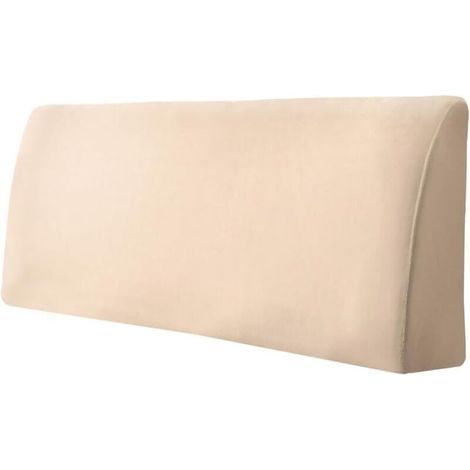 Housse de tête de lit extensible anti-poussière pour têtes de lit rembourrées en lin (beige, longueur de la tête de lit (120-140 cm))