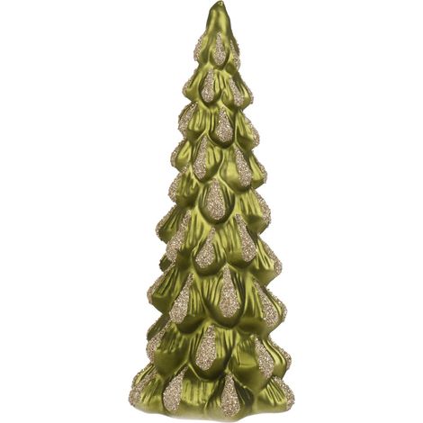 Glitzerndes Weihnachtsbaum-Dekor aus grünem Glas Ø12,5 × H29,5 cm